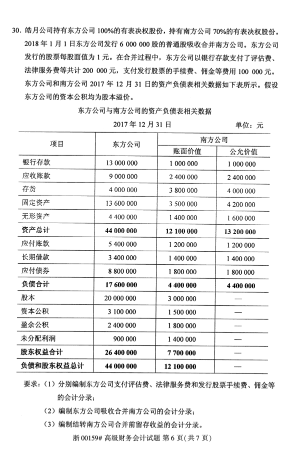 廣西自考高等財(cái)務(wù)會(huì)計(jì)真題